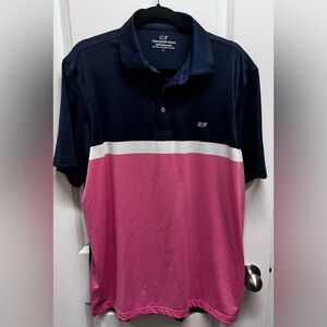 Vineyard vines men’s performance polo Navy,pink white SZ L